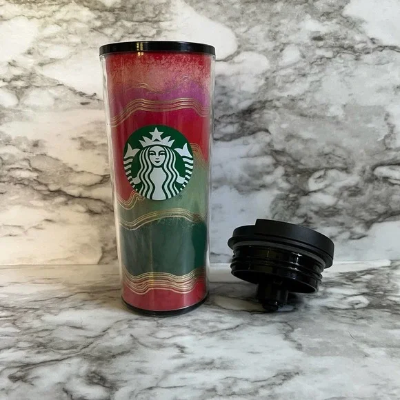 Starbucks 16oz 2022 Merry And Bright Festive Travel Tumbler Mug Lid - Picture 3 of 5